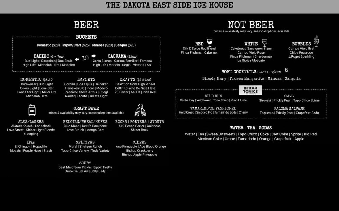 Dakota Beer Not Beer Menu 2